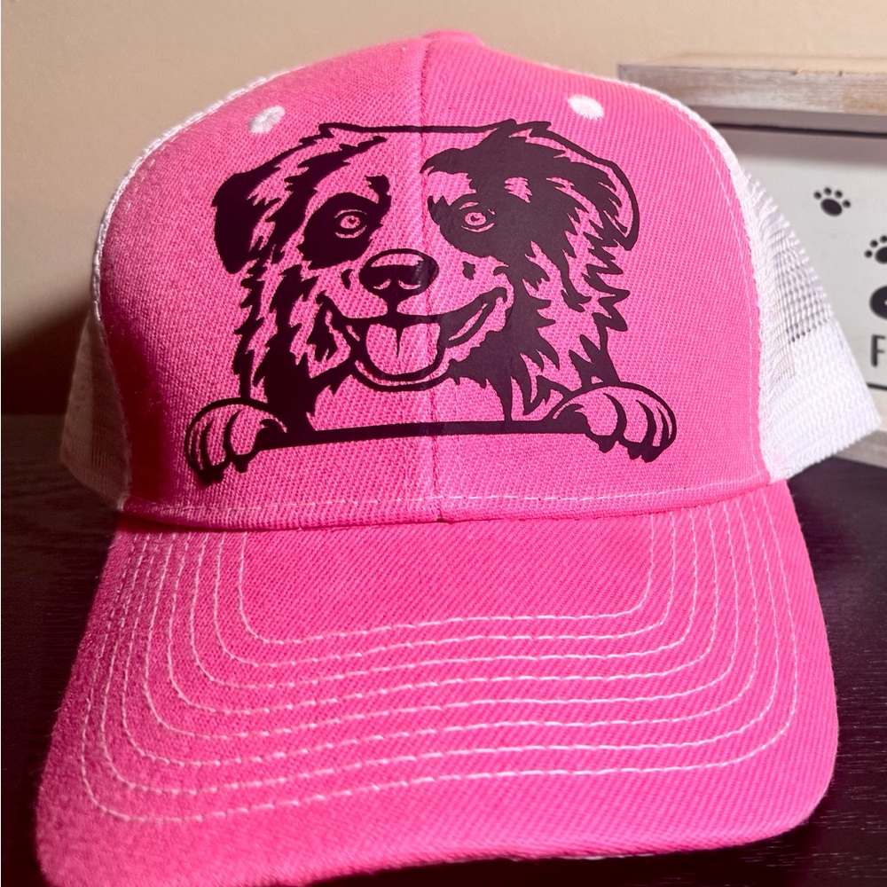 Pink Dog Print Trucker Hat